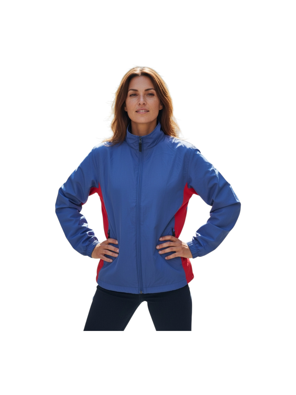 REI Women's XL Jacket Full Zip 2 Zippered Pockets Blue Lightweight Red Bust 42"
